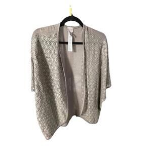 EASYWEAR by Chico's Circle Lace Beige Open Cardigan Sz 1  (Med)